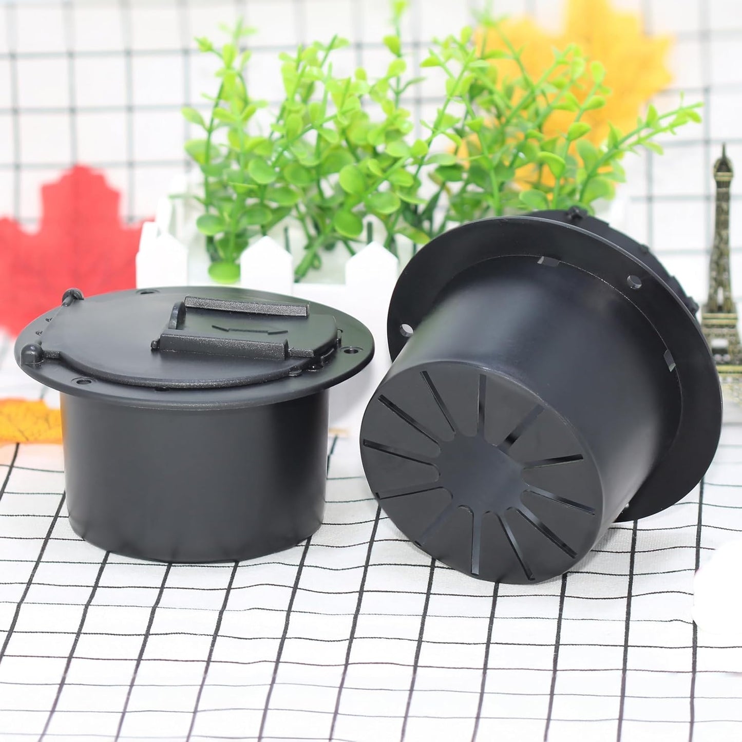 New, 2Pcs Round Electric Cable Hatch RV Camper Cord Cover,Compatible Travel Tent Trailer Motorhome,Accepts up to 50 Amp Cord(Black)