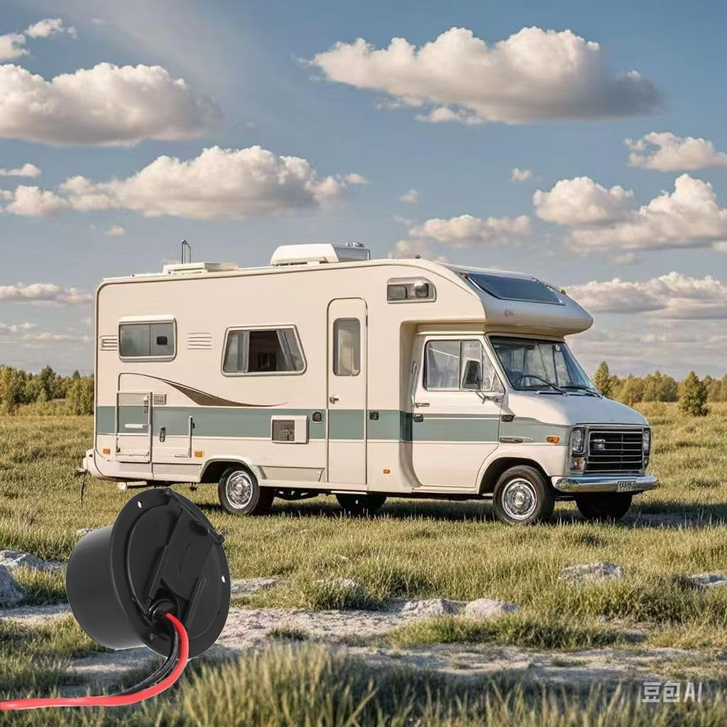 New, 2Pcs Round Electric Cable Hatch RV Camper Cord Cover,Compatible Travel Tent Trailer Motorhome,Accepts up to 50 Amp Cord(Black)