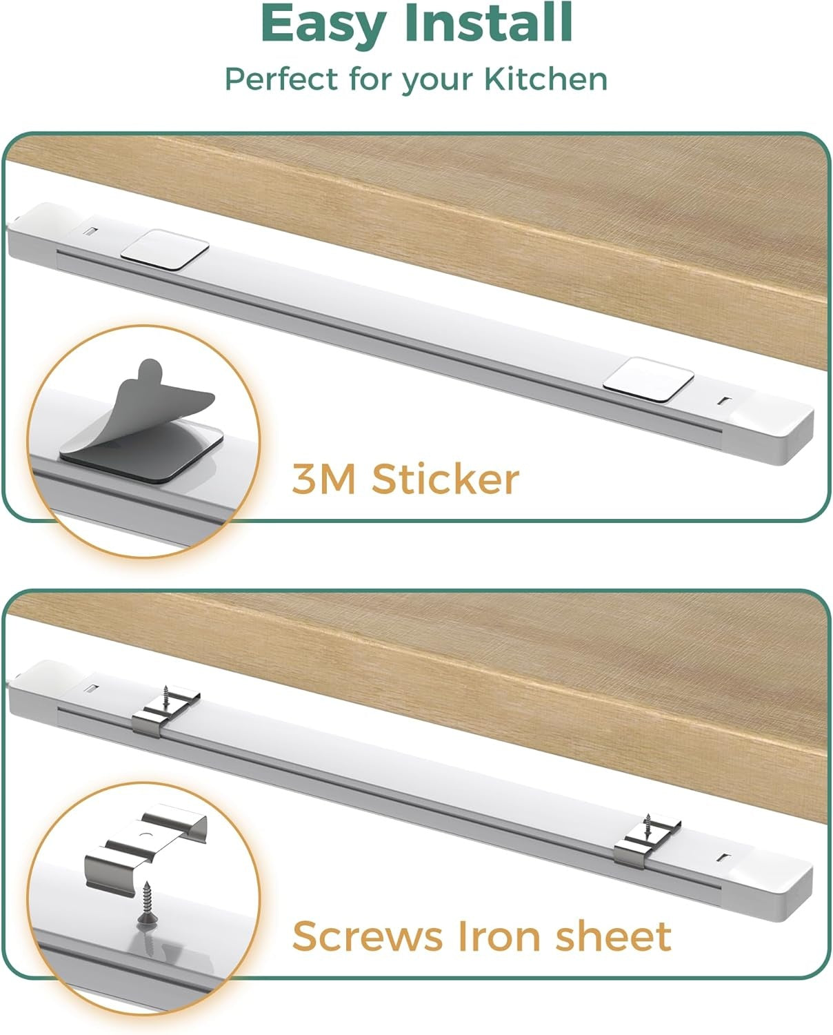 New, ASOKO 16 Inch Under Cabinet Lights,Plug and Play Under Counter Lighting,6000K Cool White with 700LM Bright,ETL Light Bar with ON/Off Switch for Kitchen,Under Desk,Workbench