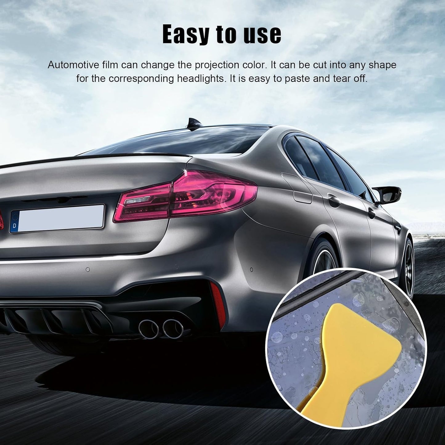 Open Box, 12 × 48 Inch Car Light Tint Film, Shiny Chameleon Headlights Tail Lights Fog Lights Films with Squeeze & Cutter, Self Adhesive Vinyl Film Sticker Sheet Roll Car Accessories (Pink)