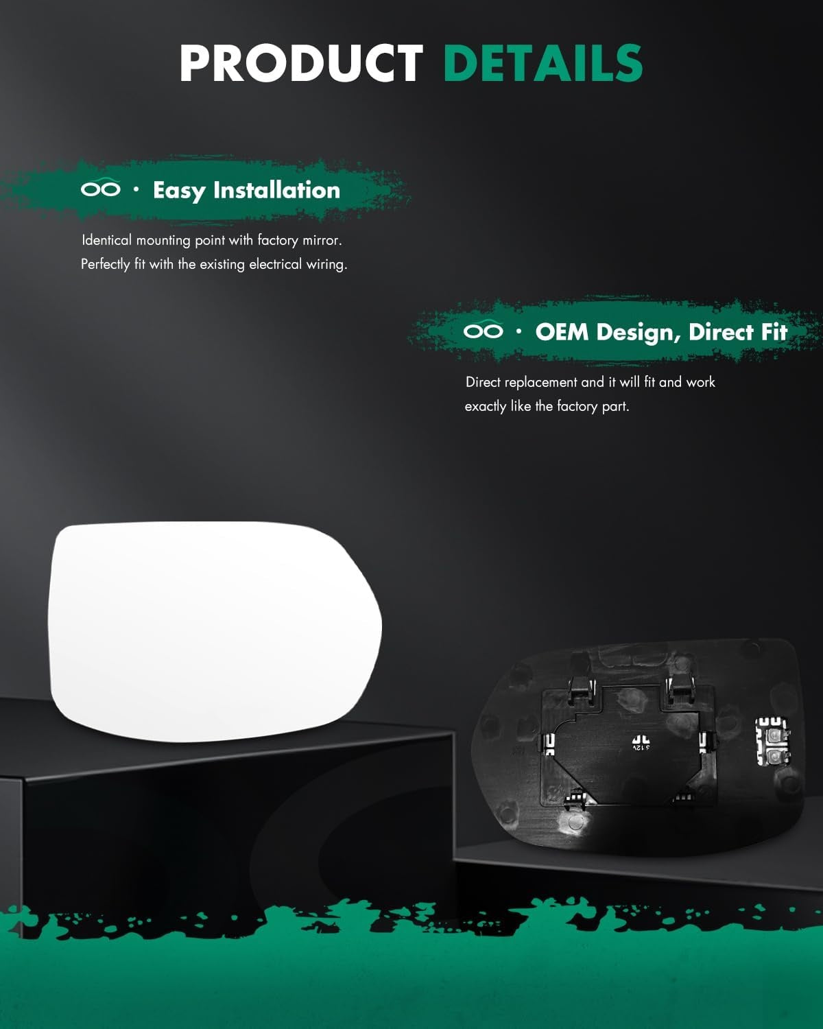 New, SCITOO Side View Mirror Glass Passenger Right Side Fit For 2012-2014 For HONDA CR-V W/HEATED Chrome Convex Replacement Exterior Mirror Glass